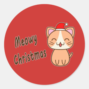 Meowy Christmas Classic Round Sticker