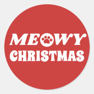Meowy Christmas Classic Round Sticker