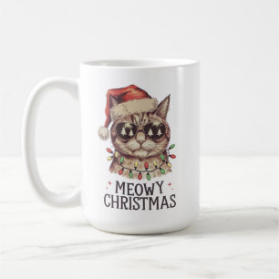 Meowy Christmas Coffee   Cute Holiday Cat Lover Mug