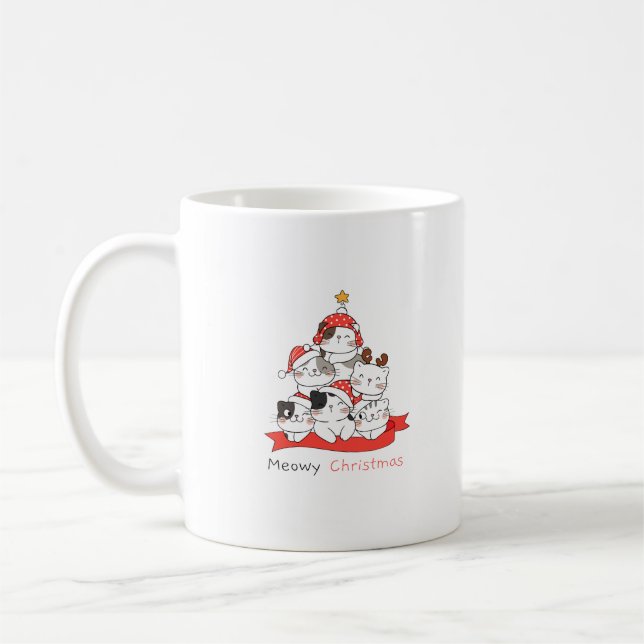 meowy christmas coffee mug (Left)