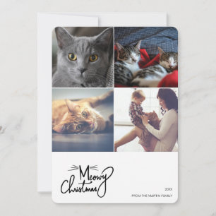 Meowy Christmas Custom 4 Square Shaped Photos Holiday Card