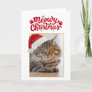 Meowy Christmas Custom Photo Folded Holiday Card