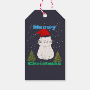 Meowy Christmas Cute Cat Design Funny Holiday Ca Gift Tags