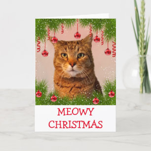 Meowy Christmas Cute Cat Holiday Card