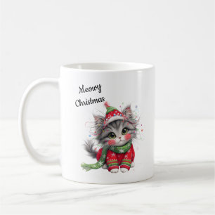 Meowy Christmas-Cute Cat Holiday Mug 