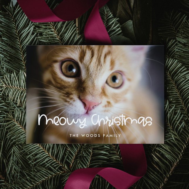 Meowy Christmas Cute Cat Photo Holiday Card (Creator Uploaded)