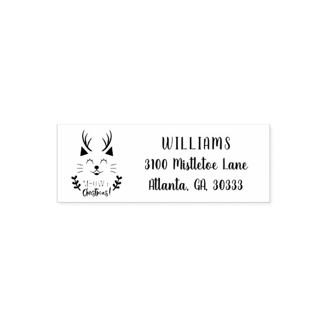 Meowy Christmas | Cute Cat Return Address Self-inking Stamp (Design)