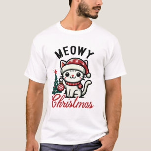 Meowy Christmas - Cute Festive Cat Holiday T-Shirt