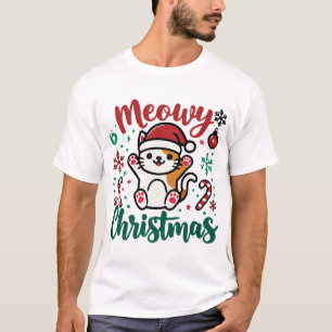 Meowy Christmas - Cute Festive Cat Holiday T-Shirt