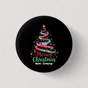 Meowy Christmas Cute & Funny Holiday Design 1 Inch Round Button