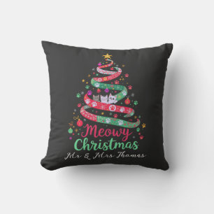 Meowy Christmas Cute & Funny Holiday Design Throw Pillow