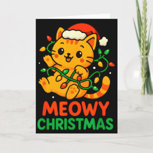 Meowy Christmas Cute Orange Tabby Cat  Card