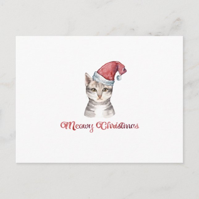 Meowy Christmas Design for Cat Lovers Holiday Postcard (Front)