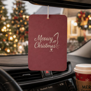 'Meowy Christmas' Elegant Deep Cranberry Photo Air Freshener