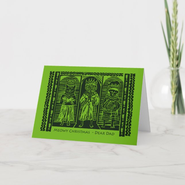 Meowy Christmas for Dad, Wise Cats, Feline Magi Card (Front)