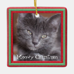 Meowy Christmas Frame Customizable Kitty Ceramic Ornament
