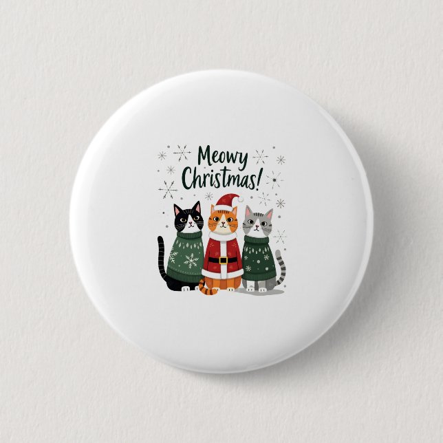 Meowy Christmas Funny Cat Christmas Holiday Xmas S 2 Inch Round Button (Front)