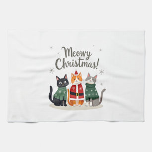 Meowy Christmas Funny Cat Christmas Holiday Xmas S Kitchen Towel