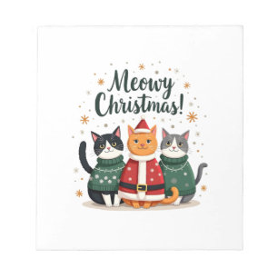Meowy Christmas Funny Cat Christmas Holiday Xmas S Notepad