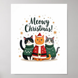 Meowy Christmas Funny Cat Christmas Holiday Xmas S Poster