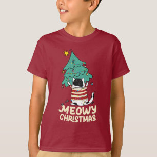 Meowy Christmas Funny Cat Lover  T-Shirt