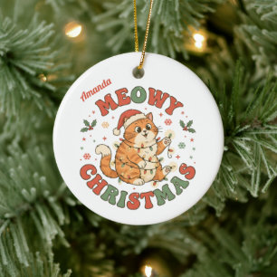 Meowy Christmas Funny Cat Ornament Gift