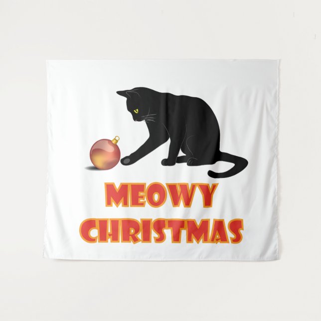 Meowy Christmas Funny Cat Tapestry (Front (Horizontal))