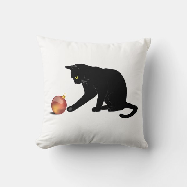 Meowy Christmas Funny Cat Throw Pillow (Front)