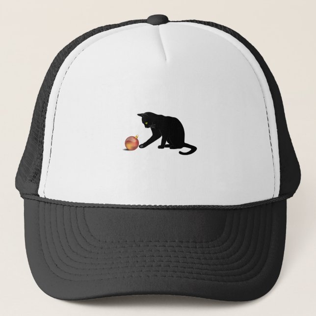 Meowy Christmas Funny Cat Trucker Hat (Front)