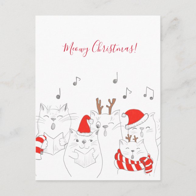 Meowy Christmas! Funny Cats/ Personalized Postcard (Front)