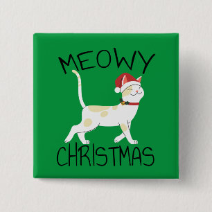 Meowy Christmas - Funny Christmas 2 Inch Square Button