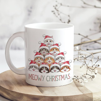 Meowy Christmas Funny Stacked Cats – Cute Holiday  Coffee Mug