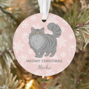 "Meowy Christmas" Grey Tabby Cat Mom Personalized Ornament