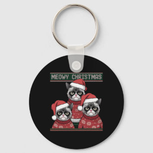 Meowy Christmas Grumpy  Keychain