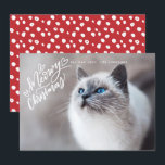 Meowy Christmas  Hand Lettering Cat Full Photo Holiday Card<br><div class="desc">Featuring our hand-lettering that says "Meowy Christmas" in white.</div>