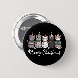 Meowy Christmas Happy Cat Year Cat Lover Xmas 2 Inch Round Button
