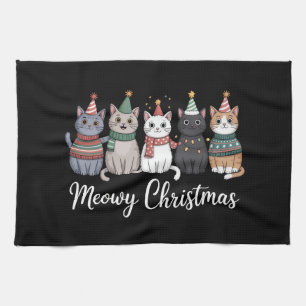 Meowy Christmas Happy Cat Year Cat Lover Xmas Kitchen Towel