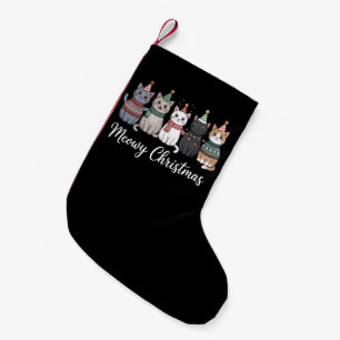 Meowy Christmas Happy Cat Year Cat Lover Xmas Small Christmas Stocking