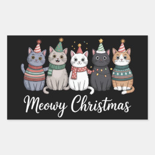 Meowy Christmas Happy Cat Year Cat Lover Xmas Sticker