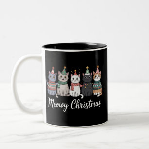 Meowy Christmas Happy Cat Year Cat Lover Xmas Two-Tone Coffee Mug