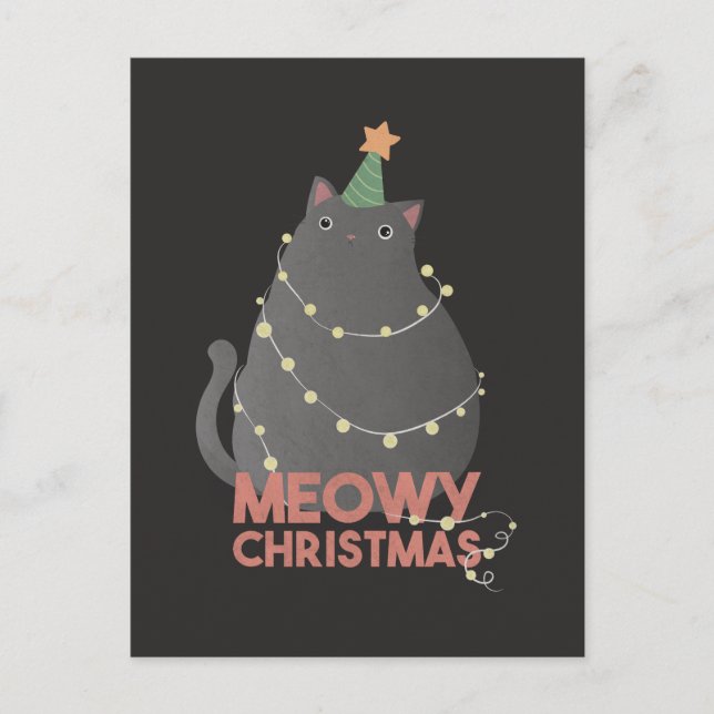 Meowy Christmas Holiday Postcard (Front)