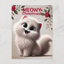 Meowy Christmas Holiday Postcard