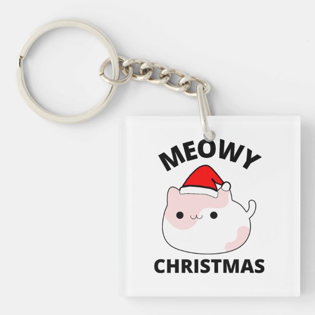 Meowy Christmas     Keychain (Front)