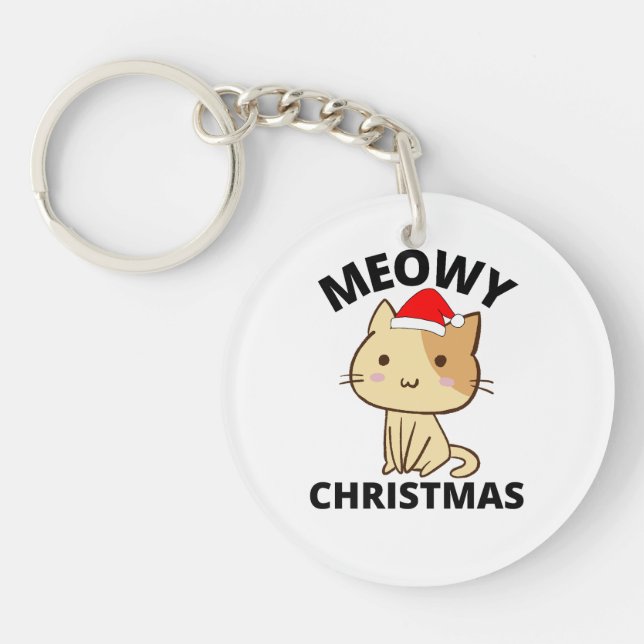 Meowy Christmas      Keychain (Front)