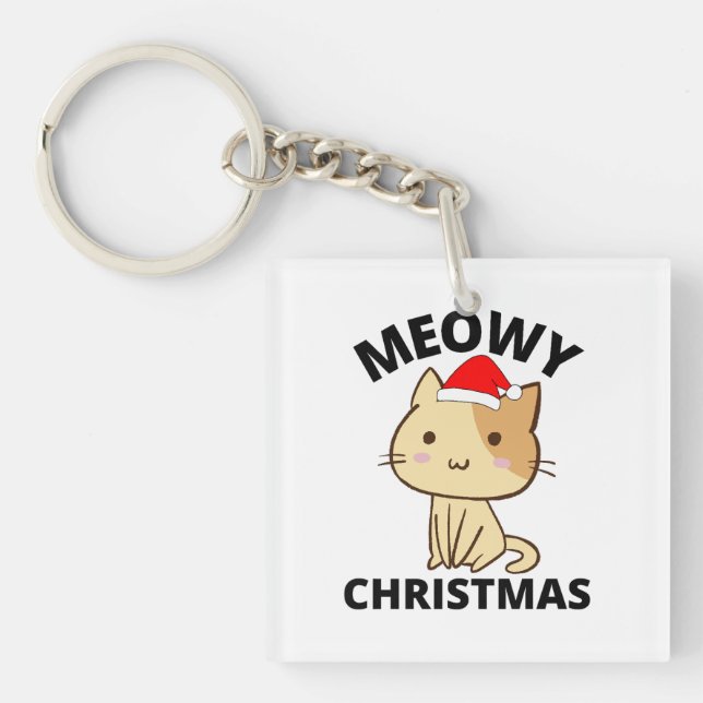 Meowy Christmas       Keychain (Front)
