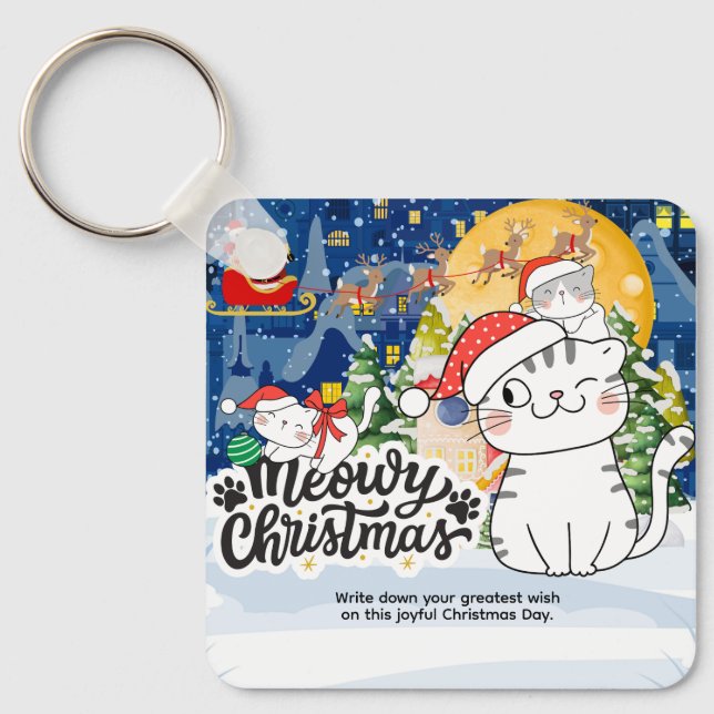 Meowy Christmas Keychain (Front)