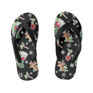 Meowy Christmas Kid's Flip Flops