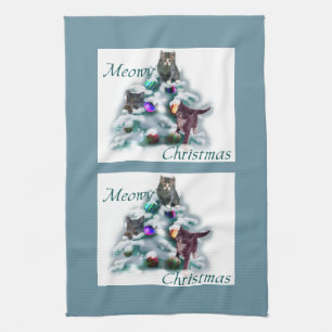 Meowy Christmas Kitchen Towel