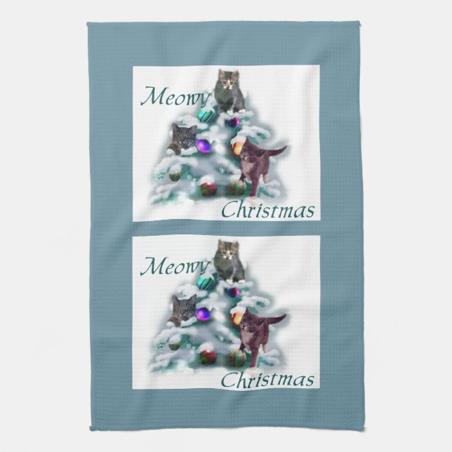 Meowy Christmas Kitchen Towel (Vertical)