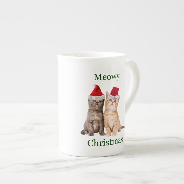 Meowy Christmas Kitten Chine Mug (Devant droit)